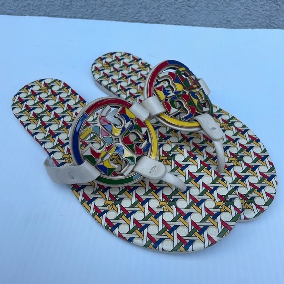 Tory Burch tory ENAMEL MILLER SOFT SANDAL in Basket Weave Combo - Picture 6 of 9